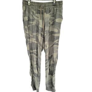Splendid Green Camo Drawstring High Waisted Lounge Pants Womens Joggers Size XS